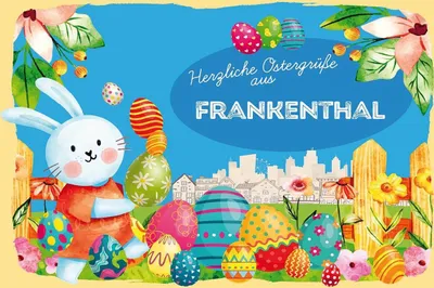 Produktbild von vianmo Holzschild 12x18 cm Ostergrüße FRANKENTHAL