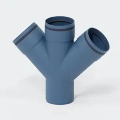 Produktbild von POLOPLAST Doppelabzweig, DN110/110, POLO-KAL XS, PP-MD, Ø110mm, 45°, blau, 1 Stk.