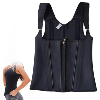 Produktbild von Taillenformer, Korsett Damen Waist Trainer, verstellbare Haken und Reißverschluss, für alle Körpertypen geeignet, Taillenumfang 68 cm, Schwarz