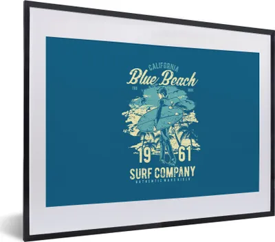 Produktbild von MuchoWow® MuchoWow® Gerahmtes Poster Surfbrett - Surfen - Vintage 40x30 cm - Poster mit zchwarzem Bilderrahmen - Bilderrahmen - Poster im Rahmen