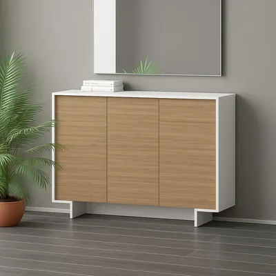Imagen del producto de Arius - Aparador, 134x35x87h cm Blanco, 2 Estantes Hecho en Italia