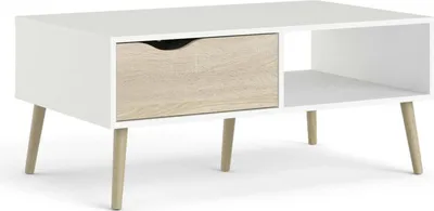 Obrázok produktu pre Konferenčný stolík OSLO Stolík do obývačky TV stolík biely / dubová štruktúra