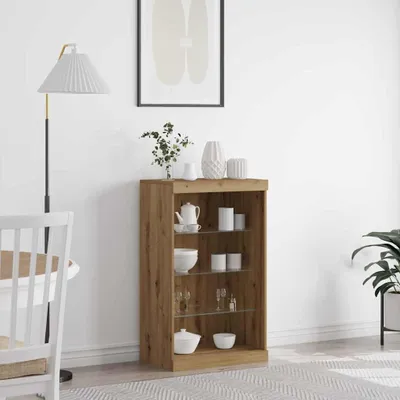 Obrázek produktu pro vidaXL LED příborník Artisan dub 60,5 x 37 x 100 cm materiál na bázi dřeva
