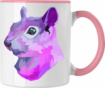 Produktbild von Trendation - Eichhörnchen Tasse Polygon Grafik Geschenk (Rosa)