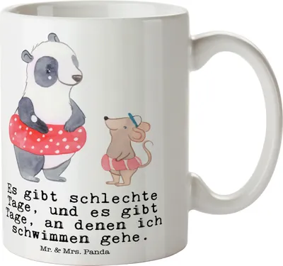 Produktbild von Mr. & Mrs. Panda Teetasse Otter Schwimmen - Weiß - Geschenk, Wassersport, Tasse, Kaffeebecher, Kaffeetasse, Sportler, haferl, Schwimmkurs, Becher
