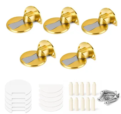 Produktbild von Set aus 5 magnetischen Türhaltern, goldfarben, Zinklegierung