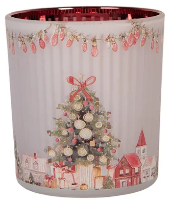 Produktbild von Clayre & Eef Teelichthalter Ø 7x8 cm Grau Glas Weihnachten