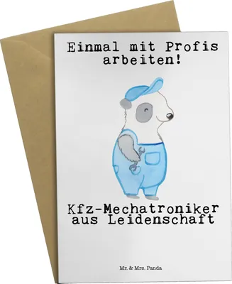 Produktbild von Mr. & Mrs. Panda Grußkarte Kfz-Mechatroniker Leidenschaft - Weiß - Geschenk, Beileidskarte, weihnachtskarten, hochzeitskarten, Witzig, Lustig, Spruch, Ausbildung, Meister