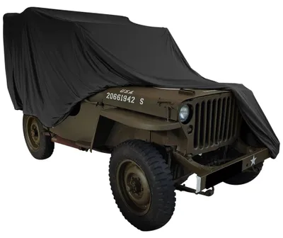 Image de Housse de voiture extérieure adaptée à Jeep Willys Noir Imperméable et
