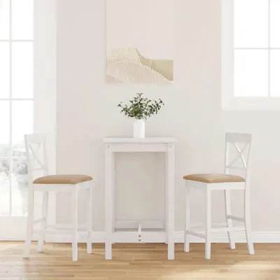 Immagine prodotto di Maison Exclusive - Sgabello da bar con cuscino 2 pezzi Bianco Legno massello di gomma