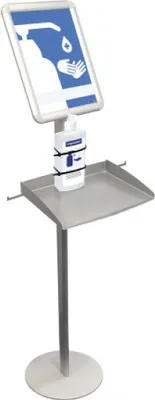 Produktbild von Magnetoplan Desinfektionsmittelstation mit Plexiglas Klapprahmen - 146,5x32,2 - Silber