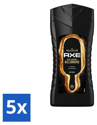 Produktbild von 5 x Axe Magnum Gold Caramel Billionaire 3-in-1 Duschgel - 250 ml - Vorteilspackung - 5 Stücke