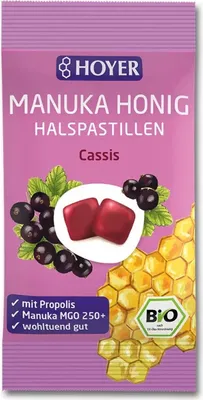 Immagine prodotto di HOYER - pastiglie per la gola al miele di Manuka Cassis - 30g