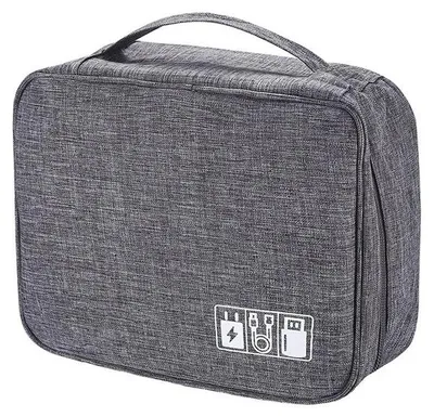 Produktbild von Trizand 23172 – Graue Organizer-Tasche für Kabel und kleine elektronische Geräte