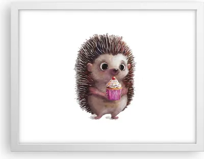 Produktbild von Gerahmtes Poster - Weißer Rahmen - Igel Cupcake Kinder - 40x30 cm - Wand Bild - Wanddeko - Wandbilder - Kunstposter - Wandposter - Bilderrahmen - Bilder - Kunstdruck - Wanddekoration - P2WAA40x30-4769