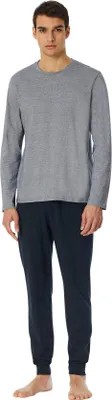 Produktbild von Schiesser Casual Essentials Schlafanzug Set aus Langarm-Shirt und langer Hose, Mit Rundhalsausschnitt, Perfekte Passform