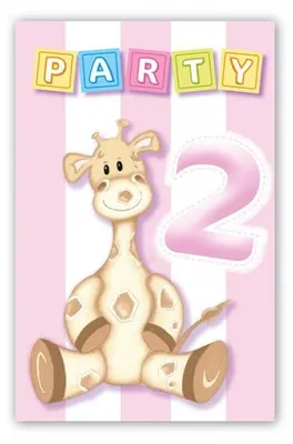 Produktbild von 2. Geburtstag Giraffe Mädchen 6 Einladungskarten