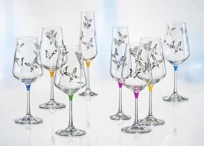 Produktbild von Weingläser Bohemia Kristallglas Butterfly, Mehrfarbig, 350 ml, 6er Set