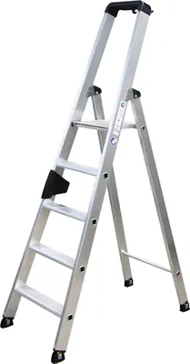 Zdjęcie produktu dla Aluminiowa drabina MUNK, jednostronny dostęp, 3 stopnie, wysokość robocza 2,75 m