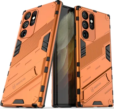 Produktbild von Armor Hülle für Samsung Galaxy S22 Ultra 5G, Hybrid PC TPU Bumper Stoßfestes Schutzhülle mit Standfunktion Weiß