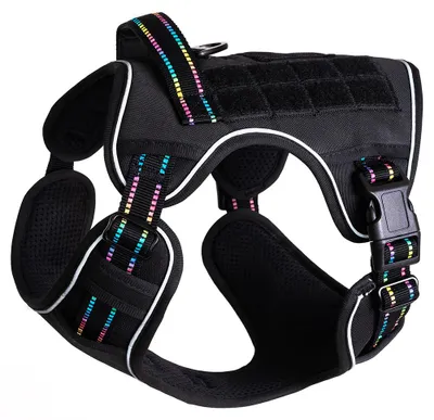 Produktbild von Taktische Hundegeschirre, verstellbare reflektierende Hundeweste mit Griff, verstärkte Haustierweste mit Anti-Zug-Frontclip für das Training auf Ausflügen