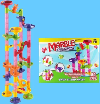 Imagen del producto de Playgo: Pista de bolas de lujo, con 80 piezas, incluyendo 30 canicas