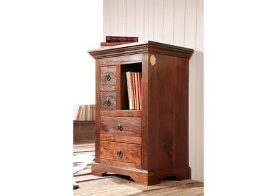 Produktbild von MASSIVMOEBEL24 Kommode Akazie 55x40x80 nougat lackiert OXFORD #503