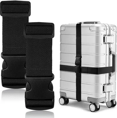 Produktbild von Ibenzoa® Kofferriemen-Set (2 St.) – verstellbare Anti‑Rutsch-Kofferbänder zur schnellen Erkennung und mehr Sicherheit, 5 cm breit, bis 190 cm lang