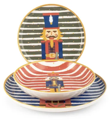 12-teiliges Tafelservies Weihnachten Nussknacker Steinzeug