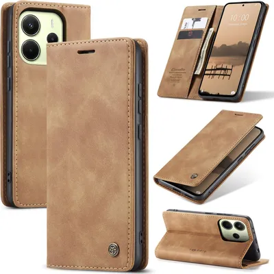 Obrázek produktu pro Pouzdro pro Xiaomi Redmi Note 14 4G, RetroPolyuretanKožené Pouzdro s Funkcí Stojánku hnědá