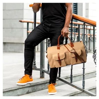Produktbild von Wasserdichte Handgepäcktaschen, multifunktionale Flugtasche mit Reißverschluss, tragbare Seesäcke in Dunkelbraun