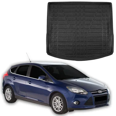 Produktbild von SCOUTT | Kofferraumwanne Laderaumwanne Kompatibel mit Ford Focus 3 5D Kombi 2011-2018, mit Hoher Rand, Kofferraum-Schutzmatte, Geriffelt, Aufrollbar, Schwarz