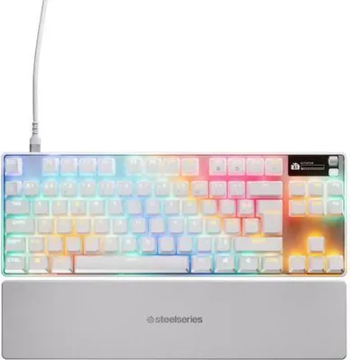 Immagine prodotto di Tastiera da gioco SteelSeries Apex Pro TKL Gen 3, OmniPoint 3.0, attivazione rapida, display OLED, bianco