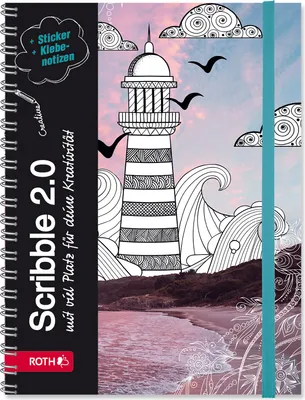 Produktbild von ROTH Scribble Timer "Lighthouse", 15,7x21,2 cm, Wire-O-Bindung, 1 Woche 2 Seiten, mit Gummiband und Stickerbogen