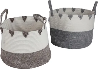 Image de Panier de rangement en coton 38x32cm Panier d'étagère Panier de salle de bain Panier décoratif Poignées de transport