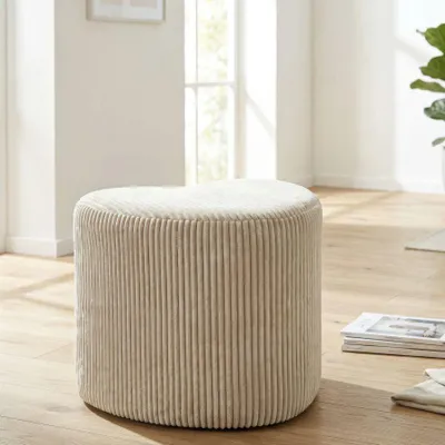 Zdjęcie produktu dla Puf w kształcie serca z kremowej tkaniny pluszowej 49x45x42 cm