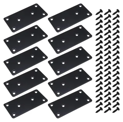 Zdjęcie produktu dla Uchwyty mocujące 10 sztuk - Płaskie wsporniki - Stal nierdzewna - Do napraw mebli - Trwałe - Wymiary: 100x49x2 mm - Kątowe wsporniki