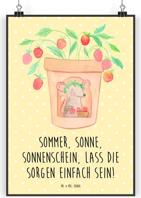 Produktbild von Mr. & Mrs. Panda Bild Sommerfreude DIN A4 - Gelb Pastell - Geschenk, Summer Feelings, drucke, Strand, Lebensfreude, Sommerprodukte, Sommerferien, Blühende Blumen, Vibes