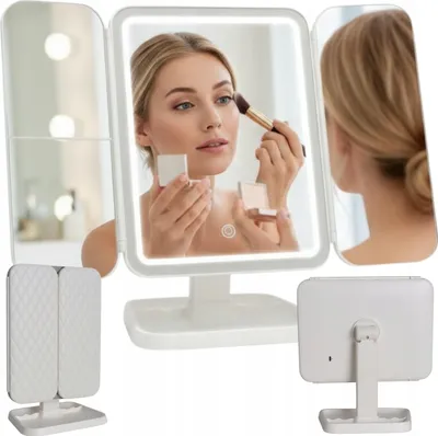Immagine prodotto di Wobell | Specchio cosmetico illuminato con ingrandimento, specchio da terra, specchio cosmetico a LED in 3 parti