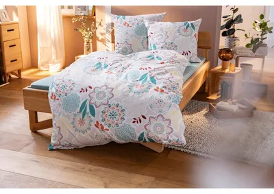 Produktbild von Traumschlaf Biber Bettwäsche Kodiak petrol 155x220 cm + 80x80 cm
