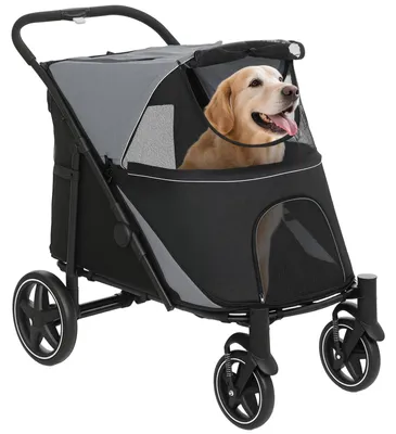 Productafbeelding van PawHut Hondenbuggy, inklapbare kinderwagen voor huisdieren tot 40 kg, Oxford-stof, grijs