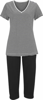 Produktbild von H.I.S. Capri-Pyjama 2 -teilig schwarz-gestreift Größe 44/46