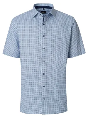 Produktbild von VENTI Herren Businesshemd Kurzarm Kent Modern-Fit Blau Muster 40