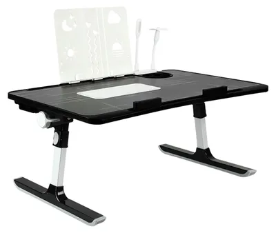 Produktbild von Laptop-Tisch - Lapdesk fürs Bett/Sofa - Faltbar - Höhen- und neigungsverstellbar - Mit Kühlventilator - 60×40 cm - Schwarz