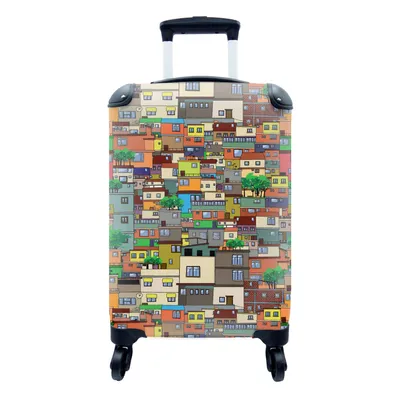 Produktbild von MuchoWow® Koffer Handgepäck Trolley Rollkoffer Kleine Reisekoffer mit 4 Rollen - Patterns - Gebäude - Zentangle - Cabin Size < 55x40x23 cm & 55x40x20 cm - Fotokoffer - Kabinenkoffer - Boardgepäck - Reise-Box - Reisekoffer - Reisegepäck - Koffer mit Bild - Trolley für Kinder