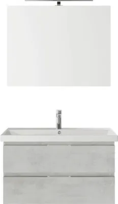 Produktbild von Badmöbelset 3-teilig Pelipal Serie 4035 BxHxT 90 x 200 x 43,5 cm Frontfarbe grau mit Waschtisch Keramik weiß und Keramik