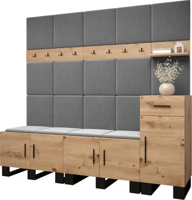 Produktbild von Garderobe ARTIN Set 8 mit gepolsterten Paneelen Industrial Design
