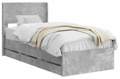 Immagine prodotto di Struttura letto con contenitore e testiera, grigio cemento, 90 x 190 cm