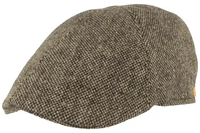 Mayser 6-teilige melierte Flatcap Paddy Woll-Strukturstoff in schwarz