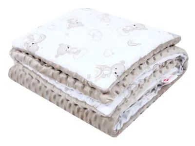 Produktbild von Babylux Babydecke 75x100 cm mit Kissen 30x35 cm– Kuscheldecke aus Minky & Baumwolle – Krabbeldecke für Kinderwagen, Babybett & Spielgrupp K138 - Bären